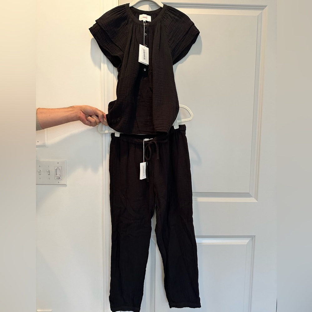 XIRENA Black Guaze Top & Pants XS NWT